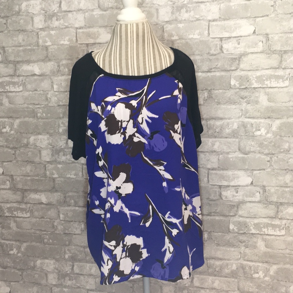 Lane Bryant Linen and Mesh Paneled Top